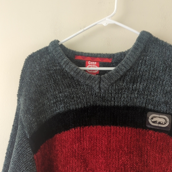 VTG Marc echo crisp rhino sweater men's large gray, black red '90s - Picture 3 of 8